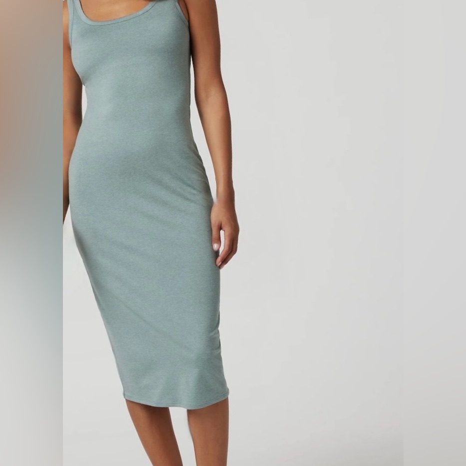 New Vuori Halo Essential Midi Dress Vintage Pistachio Dreamknit Soft Xl Nwt